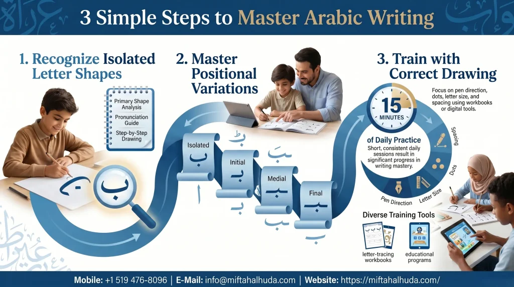 3 Basic Steps to Learn Arabic Writing Easily