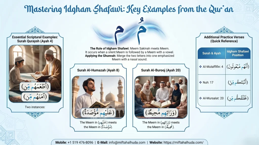 Examples of Idgham Shafawi in the Qur’an